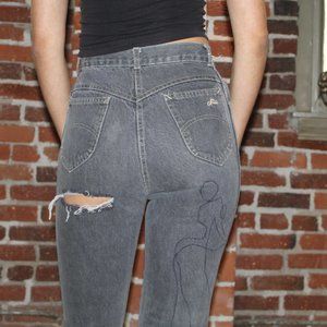 Vintage Butt Rip Gray Chic Jeans